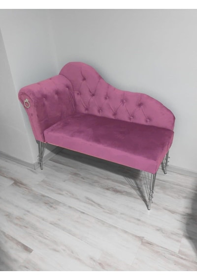 Metalda Josefin Bench Koltuk Berjer Gümüş Seri 130 Cm Pembe