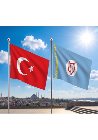 Gagavuz, Gagauz Bayrağı Ve Alpaka Kumaş Türk Bayrağı 2'li Set 70x105cm Diğer