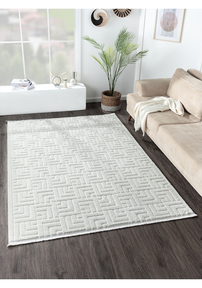 Mariesse Home Elit Bukleli Yumuşak Peluş Post Shaggy Çocuk Odası Oturma Odası Salon Mutfak Halısı Beyaz