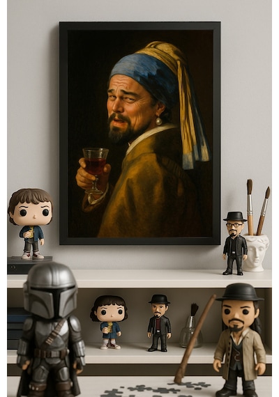 Leonardo Dicaprio Siyah Ahşap Çerçeveli Poster, Dekoratif Komik Duvar Tablosu