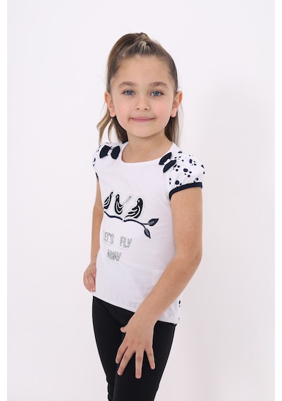 Toontoy Kids Toontoy Kız Çocuk Nakış Detaylı Tişört Beyaz