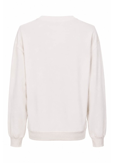 Trender Kuzu Nakış O Yaka Ekru Kadın Sweatshirt 27kdt1000025