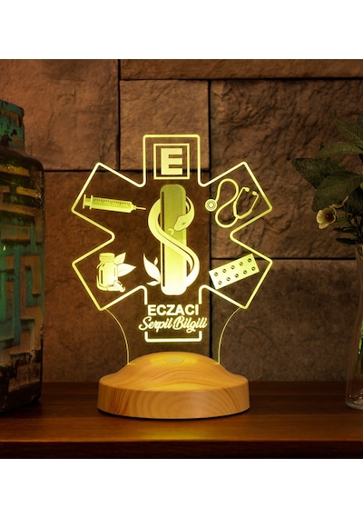 Eczacılar Günü Hediyesi, Eczacılara Özel Hediye, Eczane Logolu Kişiye Özel Led Lamba, Eczacı Teknisyenine Hediye
