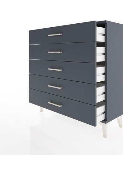 Arges Şifonyer 5 Çekmeceli 88x30x96 Antrasit-antrasit Antrasit
