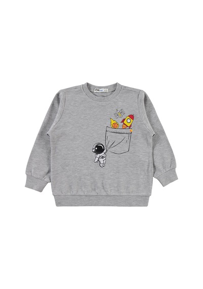 Civil Boys Astronot Baskılı 2-5 Yaş Sweatshirt Km - Gri Grimelanj