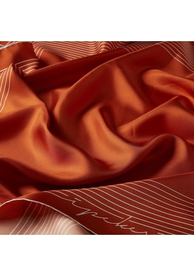 İpekevi Twill İpek Eşarp - Prive - Turuncu - Siyah Gold
