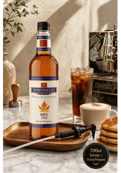 Simonelli Akçaağaç Maple Aromalı Kahve ve Kokteyl Şurubu 700 ML + Pompa