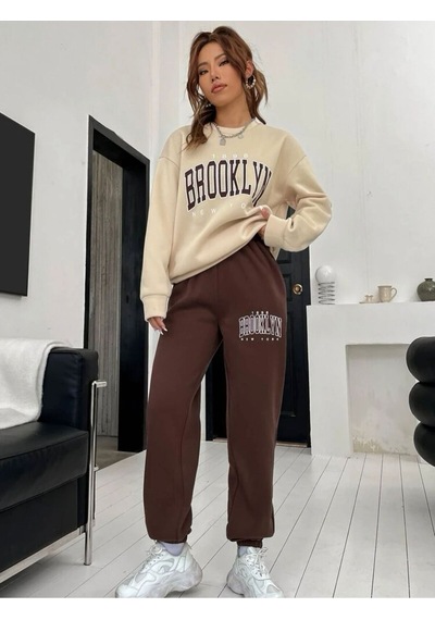 Hırsch Kadın Brooklyn Baskılı Eşofman Takımı Bejkahve
