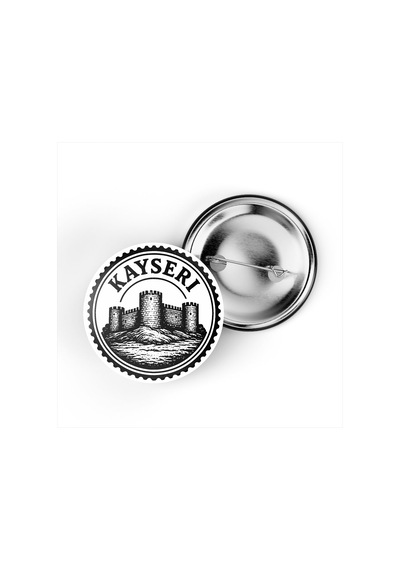 5 Adet İğneli Çanta Rozeti - Kayseri Kalesi - Kayseri - 44 MM Çok Renkli