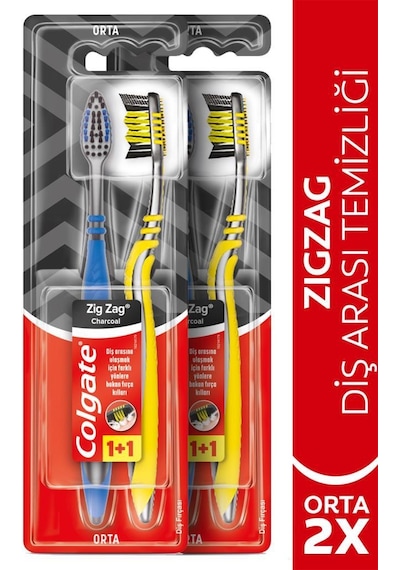 Colgate Zigzag Charcoal Diş Arası Temizliği Orta Diş Fırçası 1+1 X 2