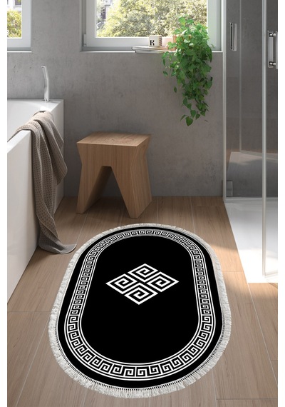 Eko Trend Djt Halı Yıkanabilir Kaymaz Taban 656m Oval Modern Siyah