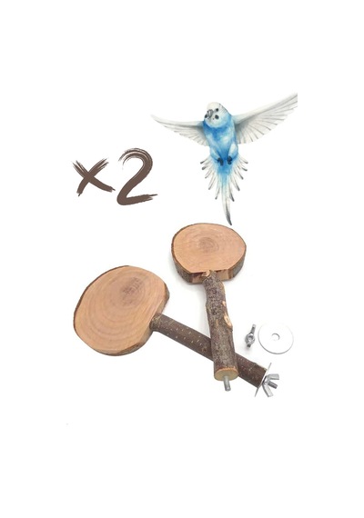 2x Doğal Ağaç Dalı Kuş Tüneği - Papağan, Sincap, Hamster İçin Çiğneme Oyuncağı