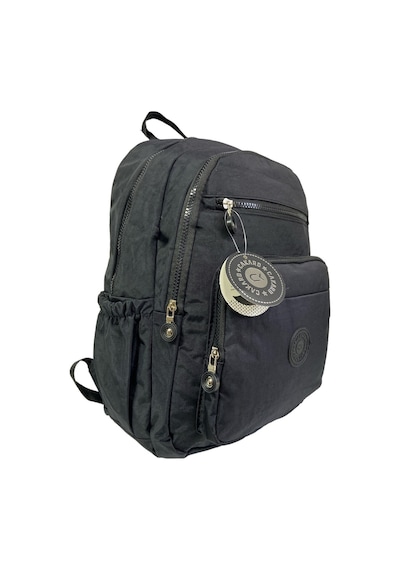 Cakard Su Geçirmez Kaliteli Astarlı Krinkıl Kumaş Unisex Iki Gözlü Okul Spor Seyahat Sırt Çantası 30x38cm Siyah