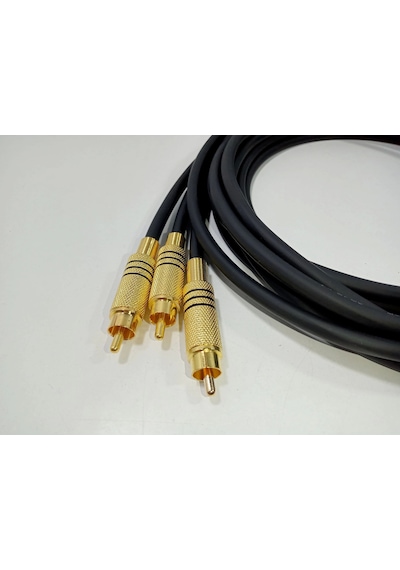 Amfi Rca Kablosu - 1 Giriş 3 Çıkış El Yapımı %100 Bakır Parazit Yapmaz - Anfi Rca Kablosu - 5 Metre