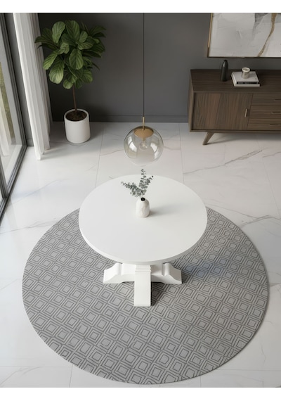 Orleans Fransız Still Yuvarlak Ahşap Yemek Masası 90x90 Beyaz
