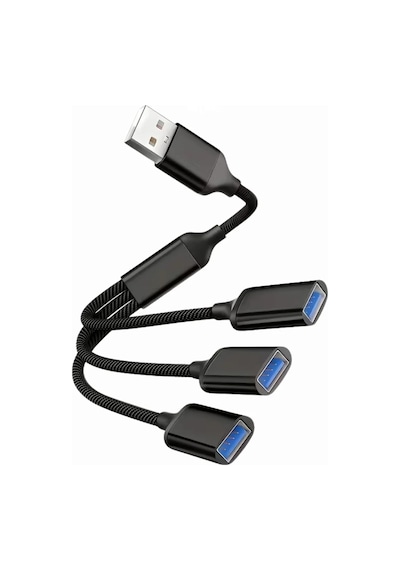Lunatic 1261 Usb Çoklayıcı 3 Port Hub Adaptör 3.0 Ve 2.0 Örgülü Çevirici Kablo Çoğaltıcı