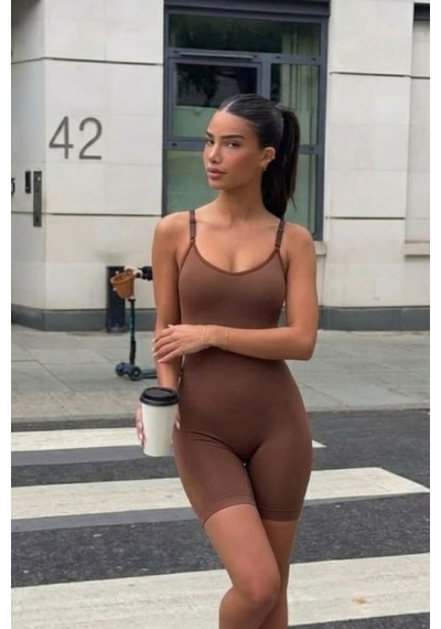 Kadın Kahverengi Casual Esnek Body