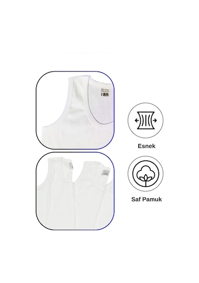 Alya Underwear Erkek Çocuk Pamuk Ribana Atlet Oval Yaka 3'lü Paket Beyaz-t05