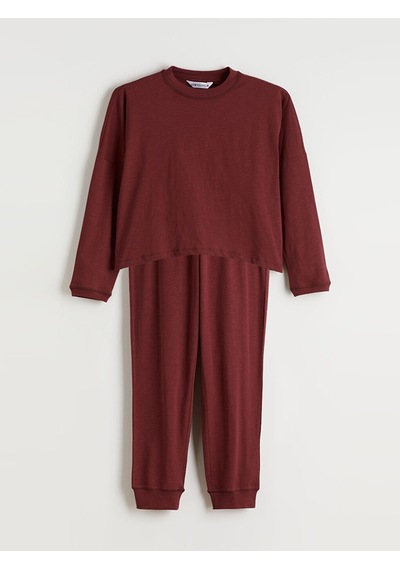 Lcw Young Bordo Bisiklet Yaka Kadın Pijama Takımı
