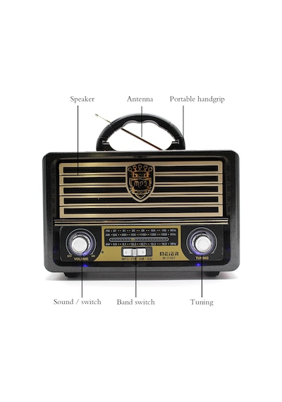 Meier M-113Bt Nostaljik Usb-Tfcard-Bluetooth Destekli Fm Radyo