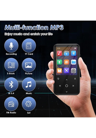 64gb Mp3 Çalar Bluetooth, 2.4 Inç Ekran, Klipsli Tasarım, 500mah Pil