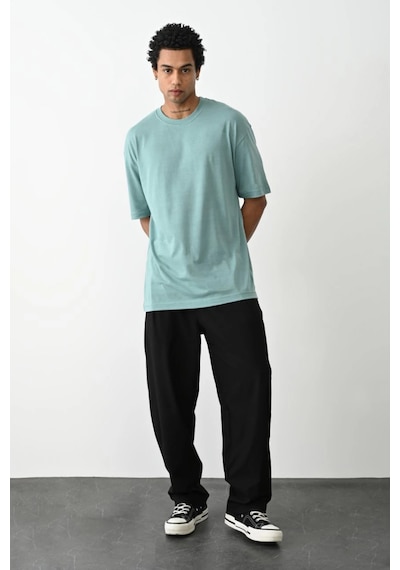Barlashive Erkek Tişört Düz Basic Penye Yazlık Bisiklet Yaka Kısa Kol T-shirt - Mint Yeşili Çok Renkli