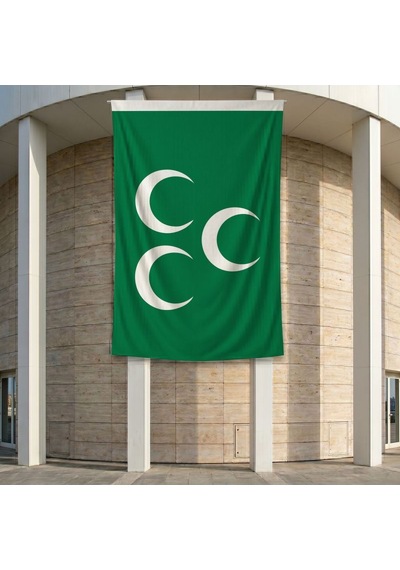 Üç Hilal Bayrağı Yeşil 140gr Premium Raşel Kumaş 200x300 Cm Diğer