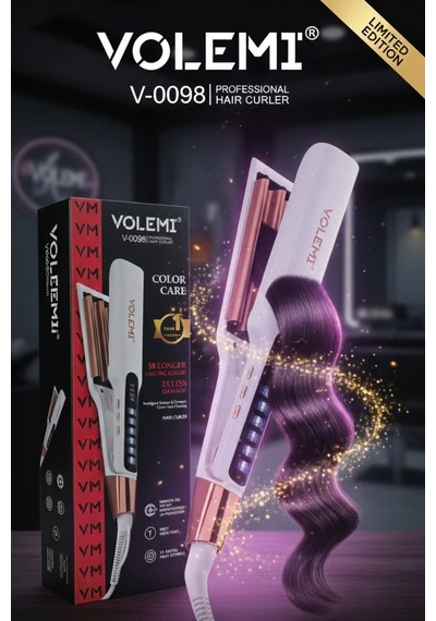 Volemı V-0098 Profesyonel Saç Maşası Color Care, 5x Renk Koruma, Keratin Yağlı Seramik Kaplama Dijital Isı Ayarlı Maşa
