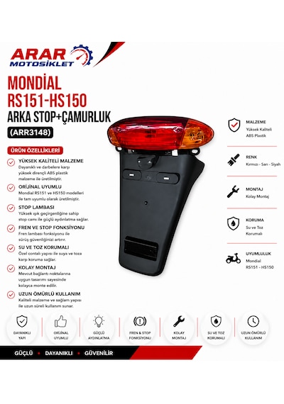 Mondial Rs151-hs150 Arka Stop+çamurluk-arr3148 1