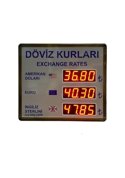 Dijital Döviz Tabelası Kasa Ölçüsü: 40x40 Cm