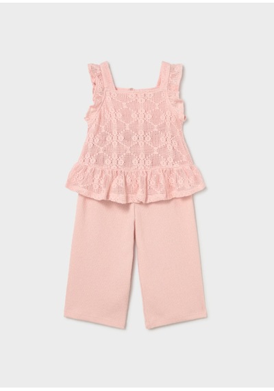 Kız Bebek Güpürlü Pantolon Bluz Takım 1515 Pembe