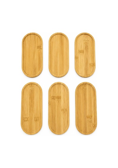 Oval Bambu Sunumluk Set 17x8 Cm, 6 Adet Çok Amaçlı Servis Tepsisi Çok Renkli