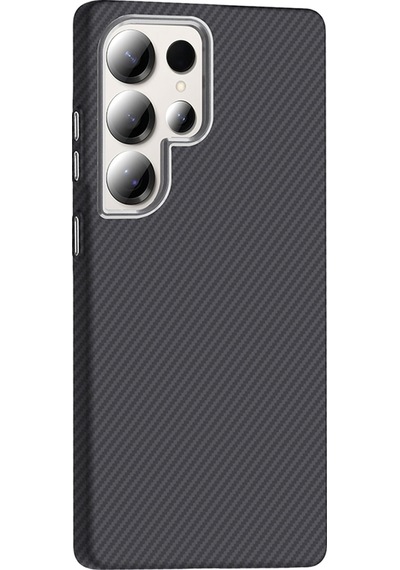 Galaxy Uyumlu S25 Ultra Kılıf M-safe Şarj Özellikli Karbon Fiber Görünümlü Gros Kılıf Siyah Siyah