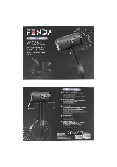 Saç Kurutma Makinesi, Lcd Ekranlı, Profesyonel, Gri, Fndsackr0008gr
