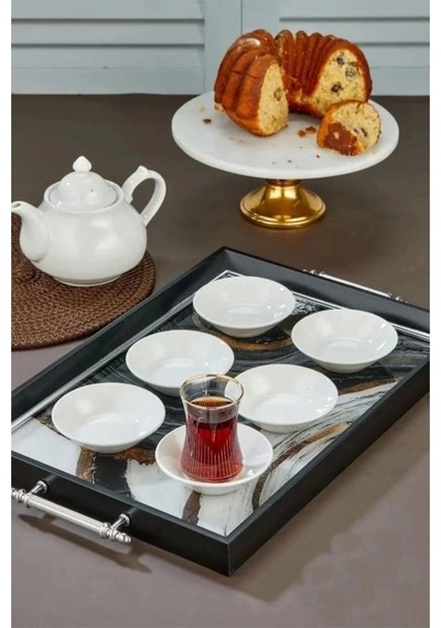 Porselen Beyaz Çay Tabağı 6 Lı Beyaz