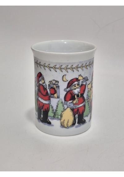 Vintage Noel Baba Figürlü Porselen Kupa 10cm Çok Renkli