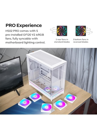 Hs02 Pro, Atx Mid-tower Pc Kasası, Oyun Bilgisayarı, Yüksek Hava Akışı, Ters Çevrilebilir Düzen, Sağlam Kavisli
