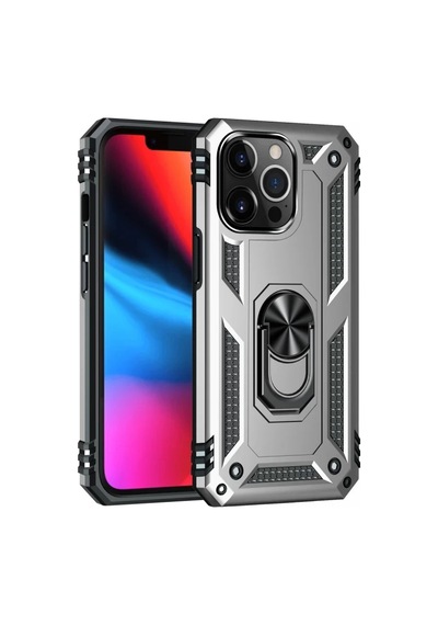 İphone 14 Pro Kılıf Sofya Yüzüklü Silikon Kapak - Gümüş
