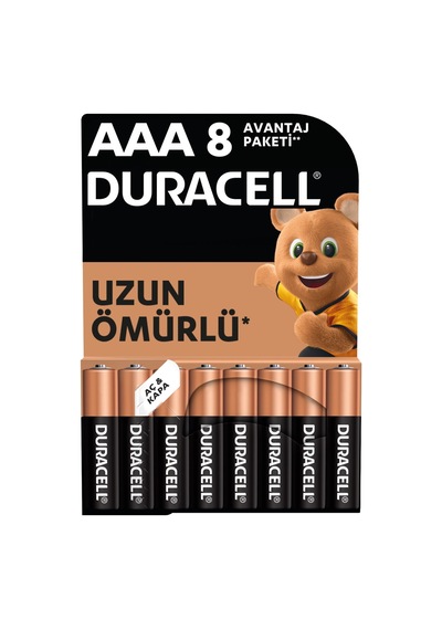 Duracell Alkalin Aaa İnce Kalem Pil 1,5v Lr03 / Mn2400 8'li Paket - 4 Adet Tarı Stil 1