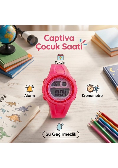 Captiva Alarmlı Kronometreli Çocuk Kol Saati Pembe