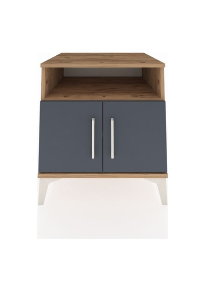 Kronos Komodin 2 Raflı 2 Kapaklı 60x59x64 Çam-antrasit Çam