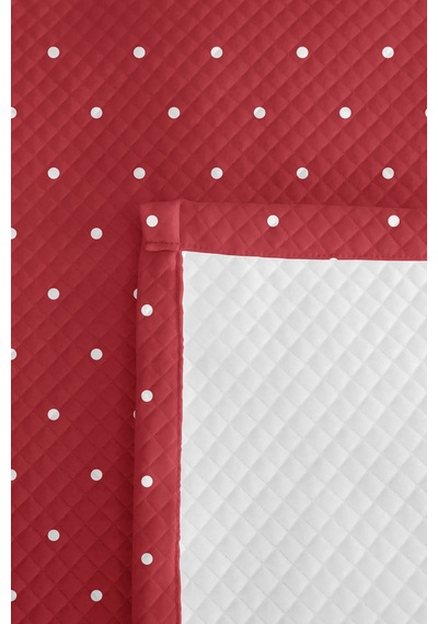 Puantiyeli Kırmızı Genç Odası Tek Kişilik Pike Takımı - Geometrik 160x220 Cm Kapitone Yatak Örtüsü Çok Renkli
