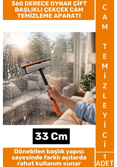 Camtemizleyici Banyo Duşakabin Oto Bakım 360 Derece Oynar Çift Başlık Çekçek Cam Temizleme Aparatı Çok Renkli