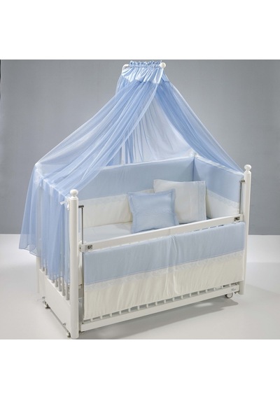 Meltem Kids Mondo İncili Mavi Pamuklu Bebek Uyku Seti 60 x 120 CM Mavi