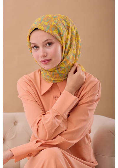 Silk Home Soft Eşarp 73091-39 Vizon, Patina Yeşili, Turuncu, Sarı