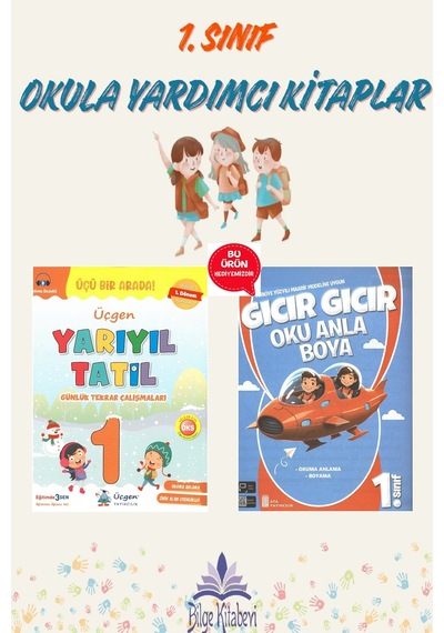 Üçgen 1. Sınıf Yarıyıl Tatil Kitabı 1.dönem Konularını Kapsar - Oku Anla Boya Hediyeli