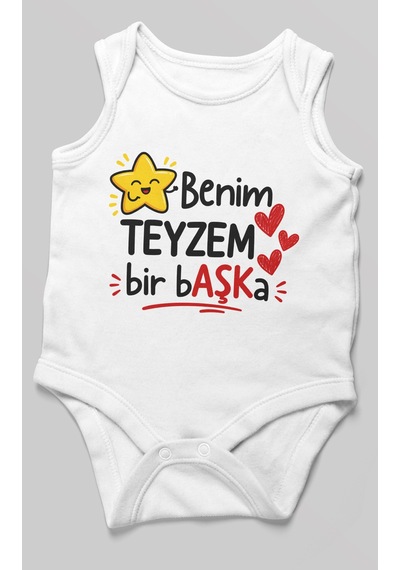 Morivokids Benim Teyzem Bir Başka Sıfır Kollu Bebek Zıbını %100 Pamuk Beyaz
