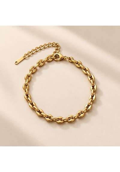 Çelik Gold Renk Rolo Zincir Model Erkek Bileklik Altın Rengi