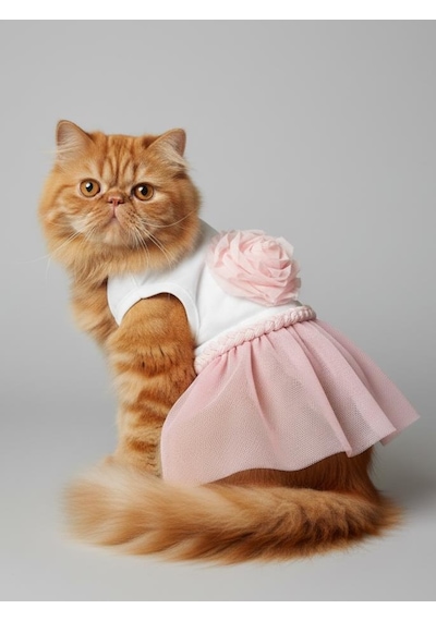 Rosie Pink Tütü Kedi Kıyafeti Pembe Tütülü Elbise Kediler İçin