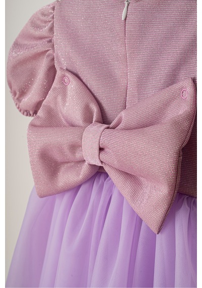 Ketbaby Kız Çocuk Balon Kol Elbise Lila Lila